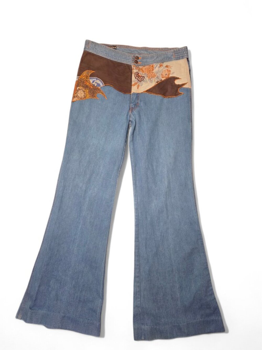 Vintage 1970's patchwork flare jeans